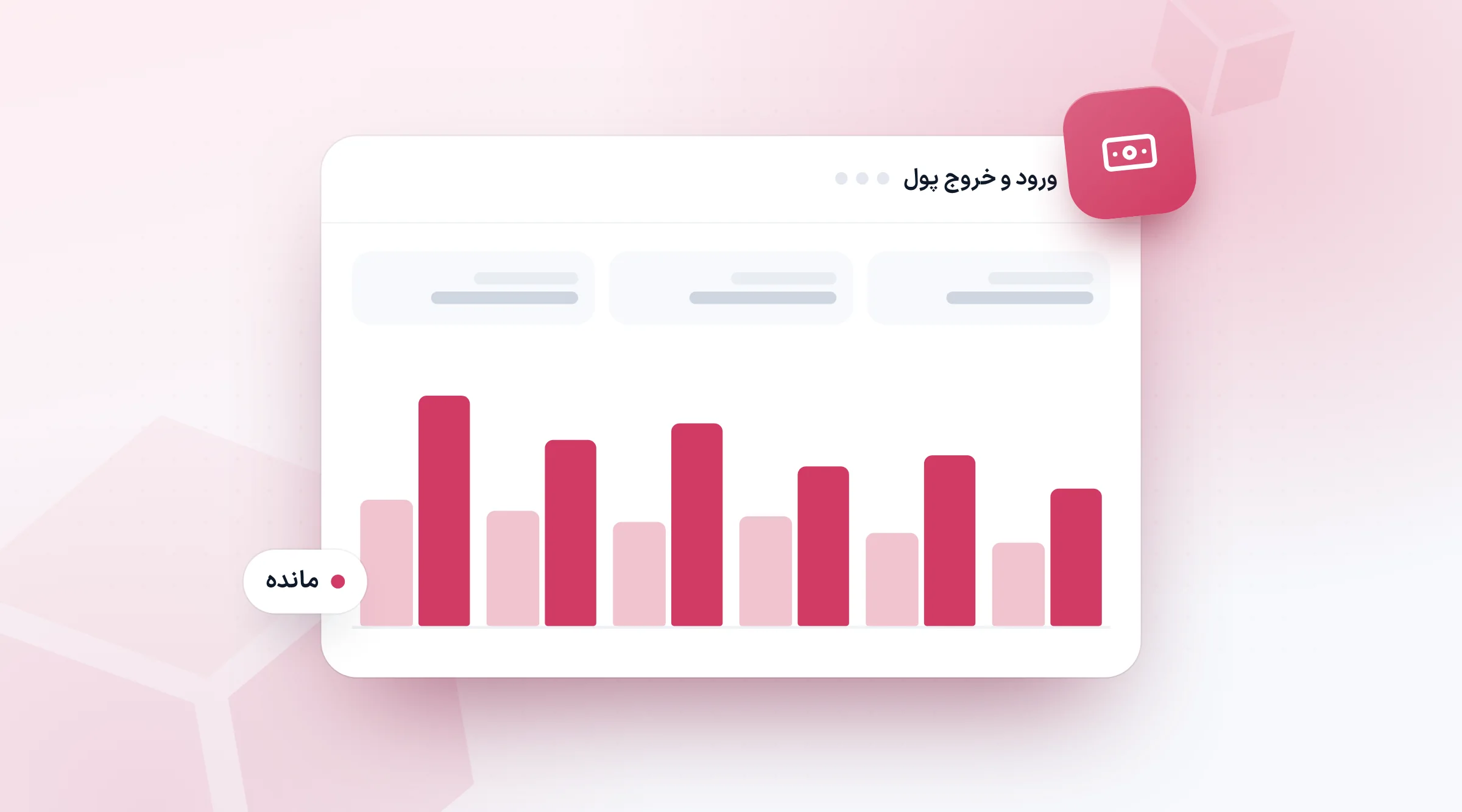 نمودار ماهانه‌ی ورود و خروج پول با مانده؛ حسابداری کلینیک برای مدیر